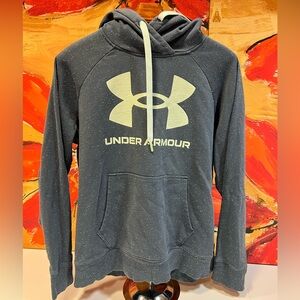 Under Armour Navy Speckled Logo Pullover Hoodie, Size L